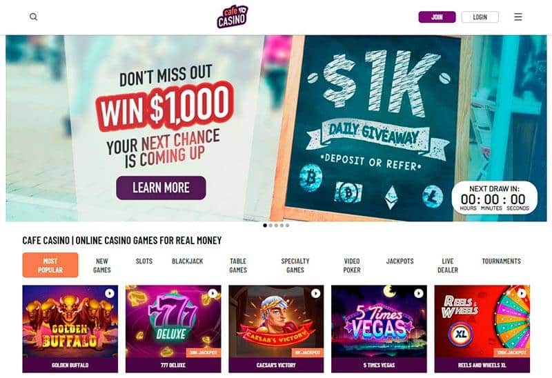 Cafe Casino - online casino that accept PayPal