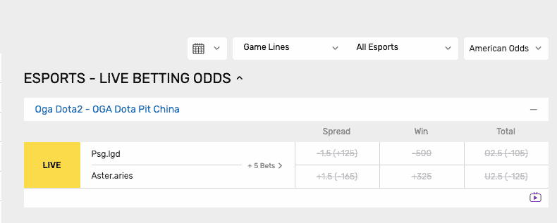 Bovada ranks highly for Dota 2 prop bets