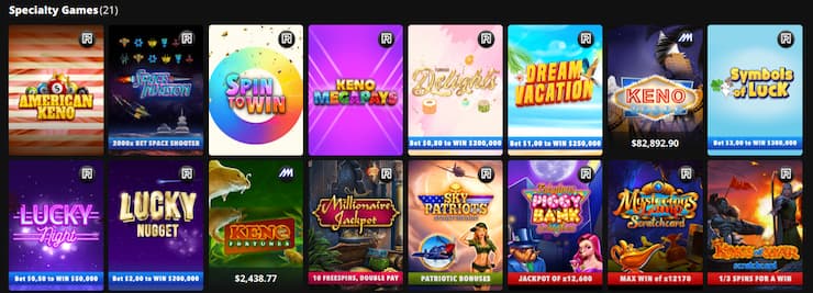Wild Casino keno games