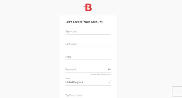 BetOnline sign up screen