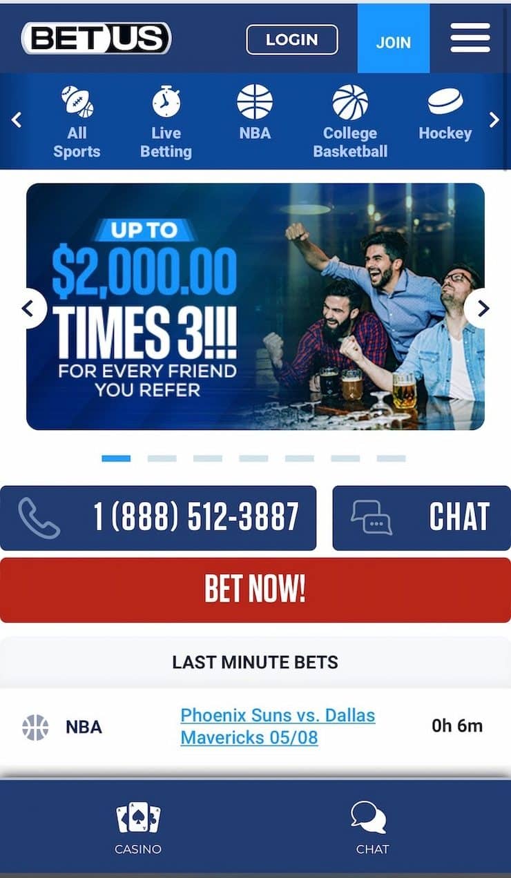 BetUS mobile betting app South Dakota.