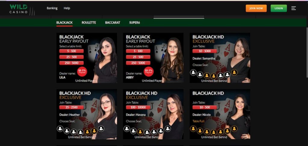 Live dealer Casino betOnline