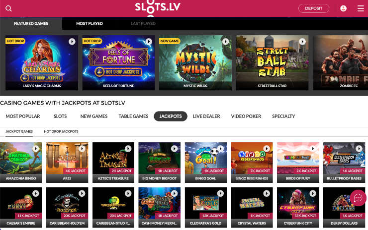 Slots.lv jackpot games