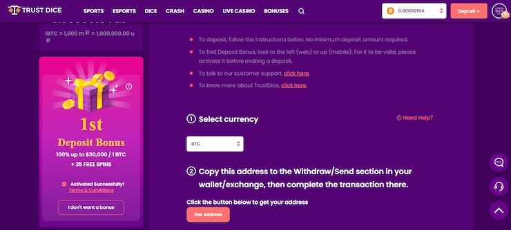 Register at TrustDice Step 3