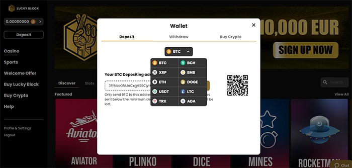 Lucky Block Crypto transfer