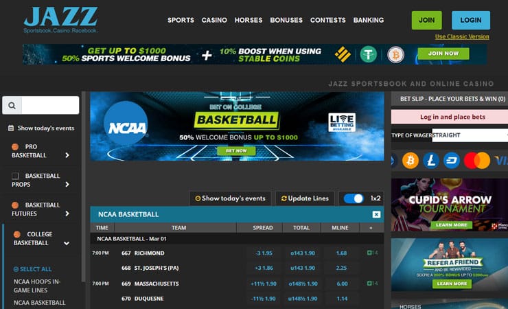 Jazz Sports Sportsbook - March Madness Final Four Gambling Online